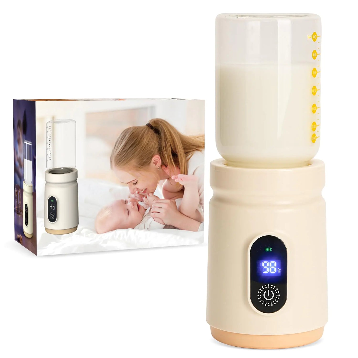 ITEFDTUTNE 9000mAh Portable Bottle Warmer with Fast Heating Baby Bottle Warmer for Breastmilk with Glass Bottle Leak-Proof Travel Bottle Warmer Safety Milk Warmer for Baby 4 Temperature Settings